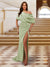 Sheath/Column One-Shoulder Ruched Satin Long Evening Dresses with Split Side