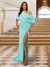 Sheath/Column One-Shoulder Ruched Satin Long Evening Dresses with Split Side