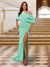 Sheath/Column One-Shoulder Ruched Satin Long Evening Dresses with Split Side
