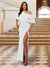 Sheath/Column One-Shoulder Ruched Satin Long Evening Dresses with Split Side
