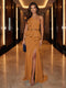 Sheath/Column One-Shoulder Evening Dresses with Ruffles & Split Side & Ruched