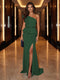 Sheath/Column One-Shoulder Evening Dresses with Ruffles & Split Side & Ruched