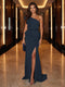 Sheath/Column One-Shoulder Evening Dresses with Ruffles & Split Side & Ruched