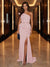 Sheath/Column One-Shoulder Evening Dresses with Ruffles & Split Side & Ruched