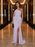 Sheath/Column One-Shoulder Evening Dresses with Ruffles & Split Side & Ruched
