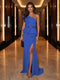 Sheath/Column One-Shoulder Evening Dresses with Ruffles & Split Side & Ruched