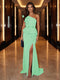 Sheath/Column One-Shoulder Evening Dresses with Ruffles & Split Side & Ruched