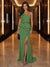 Sheath/Column One-Shoulder Evening Dresses with Ruffles & Split Side & Ruched