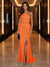Sheath/Column One-Shoulder Evening Dresses with Ruffles & Split Side & Ruched