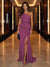 Sheath/Column One-Shoulder Evening Dresses with Ruffles & Split Side & Ruched