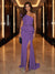 Sheath/Column One-Shoulder Evening Dresses with Ruffles & Split Side & Ruched