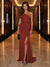 Sheath/Column One-Shoulder Evening Dresses with Ruffles & Split Side & Ruched