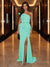 Sheath/Column One-Shoulder Evening Dresses with Ruffles & Split Side & Ruched