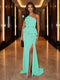 Sheath/Column One-Shoulder Evening Dresses with Ruffles & Split Side & Ruched