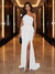 Sheath/Column One-Shoulder Evening Dresses with Ruffles & Split Side & Ruched