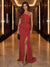 Sheath/Column One-Shoulder Evening Dresses with Ruffles & Split Side & Ruched