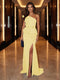Sheath/Column One-Shoulder Evening Dresses with Ruffles & Split Side & Ruched