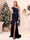 Sheath/Column One-Shoulder Ruched Christmas Dresses with Ruffles & Split Side