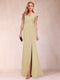 Sheath/Column V-Neck Ruched Mother of the Bride Dresses with Appliques & Split Side