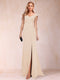 Sheath/Column V-Neck Ruched Mother of the Bride Dresses with Appliques & Split Side