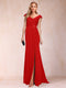 Sheath/Column V-Neck Ruched Mother of the Bride Dresses with Appliques & Split Side