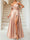 A-Line/Princess One-Shoulder Ruched Floor-Length Evening Dresses with Split Side