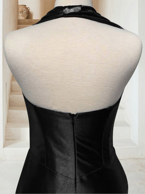 Sheath/Column Strapless Ruched Sleeveless Floor-Length Evening Dresses with Side Slit