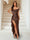 Sheath/Column V-Neck Ankle-Length Ruched Evening Dresses with Split Side & Ruffles