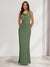 Sheath/Column Cowl Neck Sleeveless Ruched Ankle-Length Evening Dresses