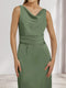 Sheath/Column Cowl Neck Sleeveless Ruched Ankle-Length Evening Dresses