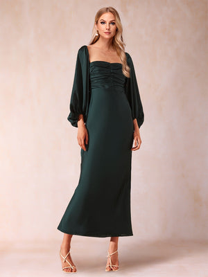 Sheath/Column Sweetheart Ruched Long Sleeves Elegant Mother of the Bride Dresses