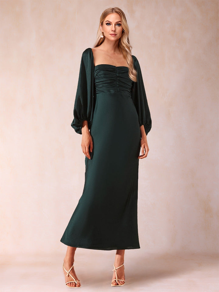 Sheath/Column Sweetheart Ruched Long Sleeves Elegant Mother of the Bride Dresses