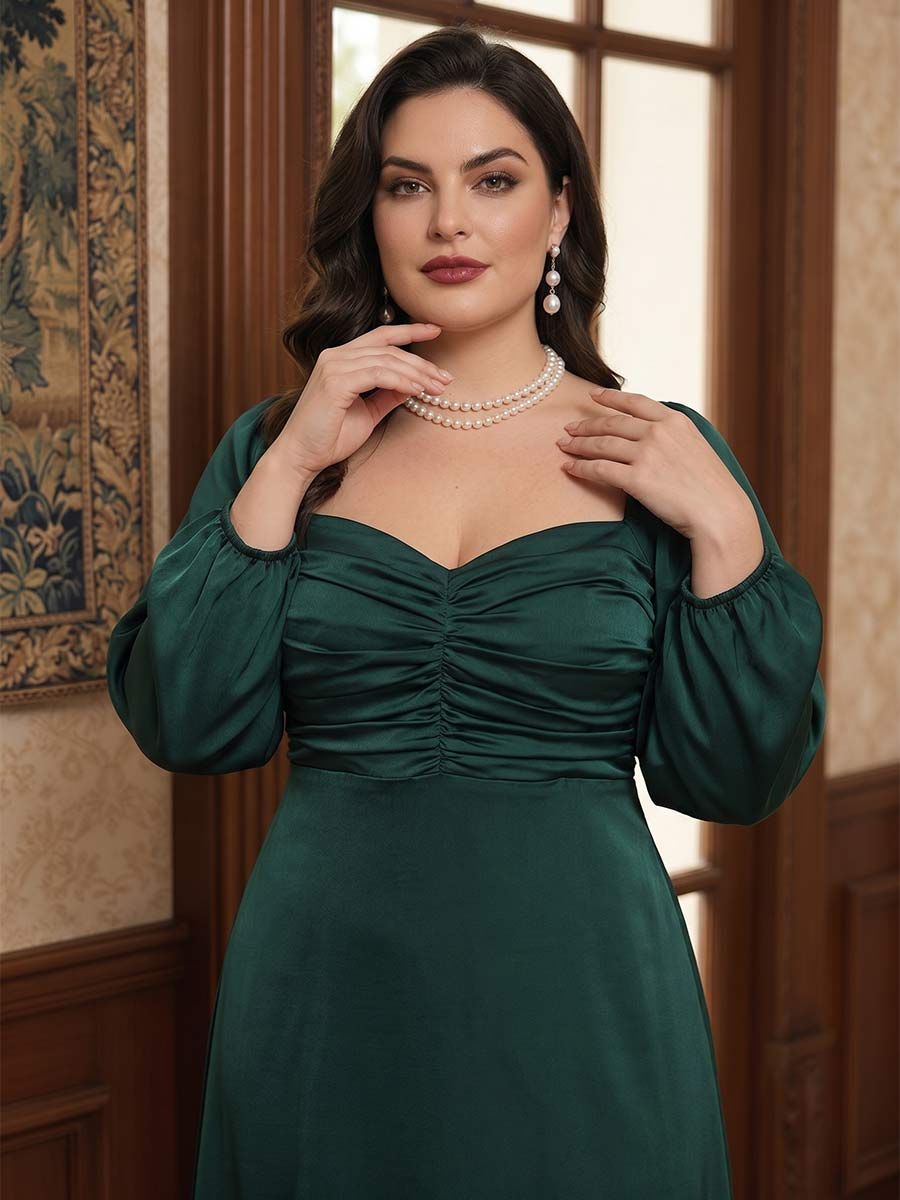 Sheath/Column Sweetheart Long Sleeves Ankle-Length Plus Size Mother of the Bride Dresses With Ruched