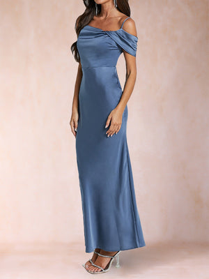 Sheath/Column Spaghetti Straps Sleeveless Ruched Ankle-Length Mother of the Bride Dresses