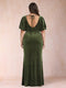 Sheath/Column Scoop Short Sleeves Plus Size Evening Dresses with Split Side & Ruffles