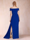 Sheath/Column Off-the-Shoulder Floor-Length Mother of the Bride Dresses with Split Side & Watteau Train