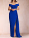 Sheath/Column Off-the-Shoulder Floor-Length Mother of the Bride Dresses with Split Side & Watteau Train