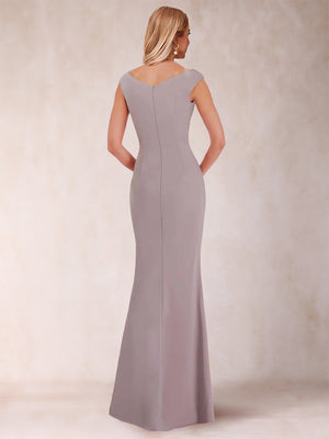 Sheath/Column V-Neck Sleeveless Ruched Mother of the Bride Dresses with Split Side & Bow(s)