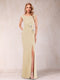 Sheath/Column V-Neck Sleeveless Ruched Mother of the Bride Dresses with Split Side & Bow(s)