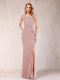 Sheath/Column V-Neck Sleeveless Ruched Mother of the Bride Dresses with Split Side & Bow(s)
