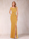 Sheath/Column V-Neck Sleeveless Ruched Mother of the Bride Dresses with Split Side & Bow(s)