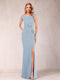 Sheath/Column V-Neck Sleeveless Ruched Mother of the Bride Dresses with Split Side & Bow(s)