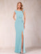 Sheath/Column V-Neck Sleeveless Ruched Mother of the Bride Dresses with Split Side & Bow(s)