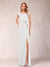 Sheath/Column V-Neck Sleeveless Ruched Mother of the Bride Dresses with Split Side & Bow(s)