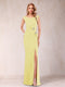 Sheath/Column V-Neck Sleeveless Ruched Mother of the Bride Dresses with Split Side & Bow(s)