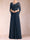 A-Line/Princess Scoop Half Sleeves Mother of the Bride Dresses with Appliques & Ruffles