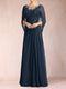 A-Line/Princess Scoop Half Sleeves Mother of the Bride Dresses with Appliques & Ruffles