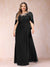 A-Line/Princess Scoop Half Sleeves Plus Size Mother of the Bride Dresses with Appliques & Ruffles