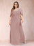 A-Line/Princess Scoop Half Sleeves Plus Size Mother of the Bride Dresses with Appliques & Ruffles