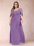 A-Line/Princess Scoop Half Sleeves Plus Size Mother of the Bride Dresses with Appliques & Ruffles